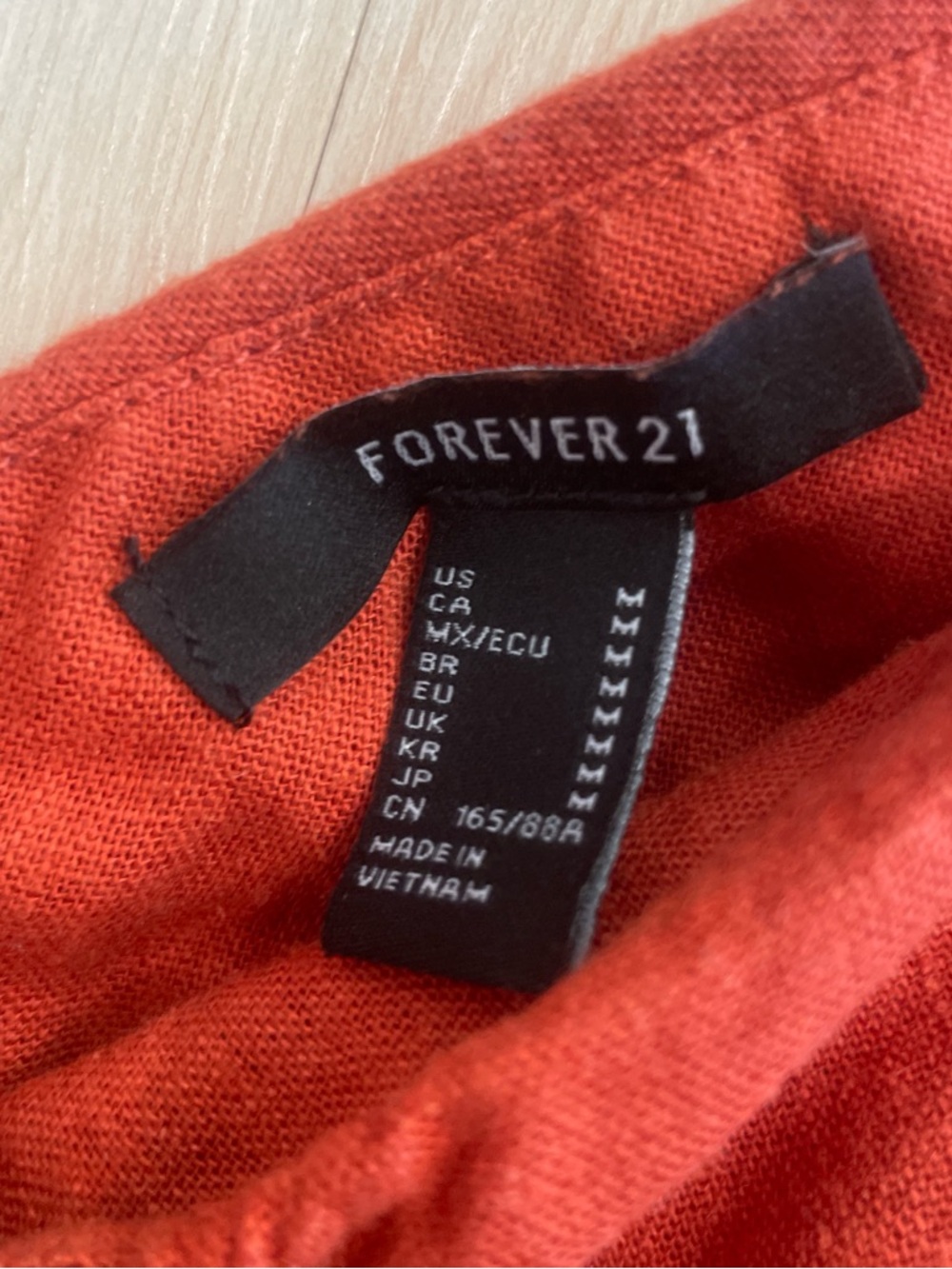 Forever 21 Rust Orange Button-Front Ruched Mini Dress - Picture 2 of 2